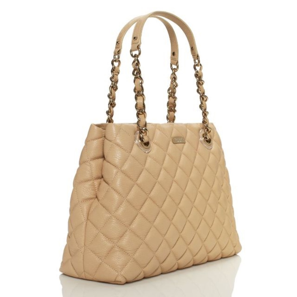 Kate Spade Beige Quilted Cow Leather Bag EUC